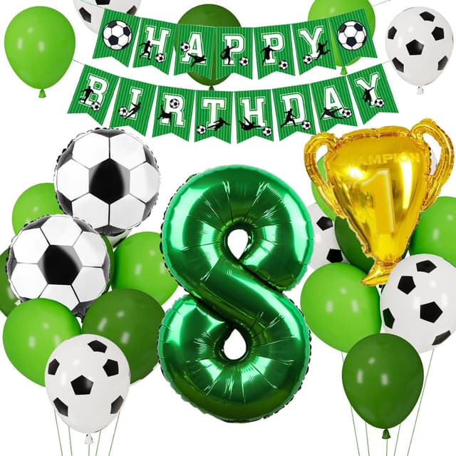 Cadimus Fußball Luftballon 8. Geburtstag, Fussball Deko Geburtstag Kinder 8 Jahre, Geburtstagsdeko Jungen 8 Jahre, Grün Folienballon für Fussball Party Kindergeburtstag