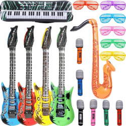 Aufblasbare Rock Star Toy Set-18 Stück aufblasbare Party Props-4 Aufblasbare Gitarre,6 Mikrofone,6 Shutter Shading Gläser,1 Saxophon Angebot bei HelloDeals