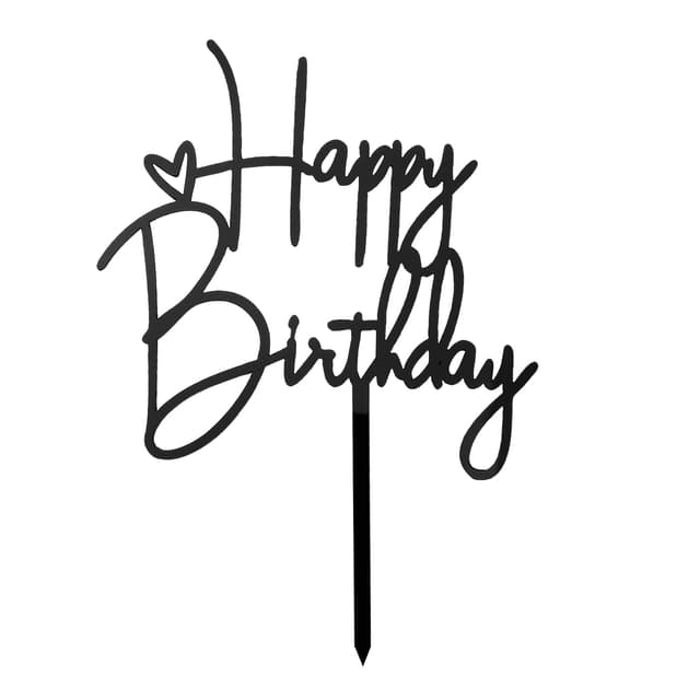 KOBOKO Schwarz Happy Birthday Tortendeko, Tortendeko Geburtstag, Happy Birthday Cake Topper, für Mädchen Jungen Frauen Mann,Happy Birthday Cake Topper