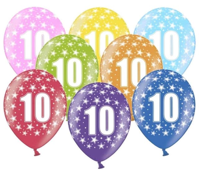 10 kunterbunte Luftballons 10. Geburtstag Metallic 30cm Deko Ballons 10 Geburtstag Mädchen Junge Jubiläum 10 Jahre Ballon Zahl 10