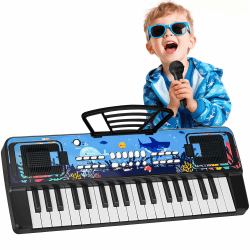 Kinder Keyboard Klavier mit Mikrofon Notenständer, 37 Tasten Tragbare Elektronische Kinderklavier Musik Spielzeug ab 3 4 5 6 Jahren, Geburtstag Weihnachten Geschenke für Jungen/Mädchen Angebot bei HelloDeals