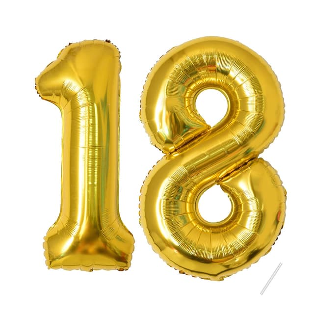 18 Geburtstag Deko zahlen luftballon 18 jahre | Folienballon Gold- für 18. Geburtstagsdeko Männer Frauen Ballon Zahl Deko zum Geburtstag fliegt mit Helium 18.Geburtstagsparty 40"-101cm
