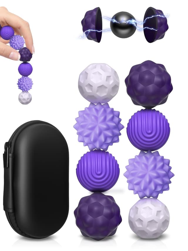 Silikon Magnetkugeln Fidget Toys, 8 Stück Magnetische Kugeln Sensorik Spielzeug, Tragbares Anti-Stress Spiel Ball, Stimming Sensory Toy für Kinder und Erwachsen (Lila) Violett