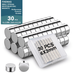 FINDMAG Klein, 30 Stück 6 x 3 mm Neodym, Whiteboard, Magnet Rund, Mini für Magnettafel, Magnete für Pinnwand, Handwerk 30 Stück 6 mm x 3 mm Angebot bei HelloDeals