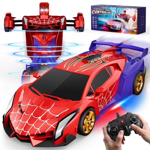 Ferngesteuertes Auto Transform mit LED-Augen & Unterbodenlicht, 2,4GHz Spider Rc Auto & 360° Drehung Roboter, Spielzeug ab 3 4 5 6 7 8 9 10 Jahre Junge Geschenk Junge Mädchen 3-12 Jahre Kinder Spiele