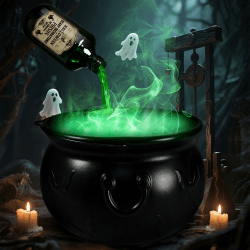 Halloween Deko Outdoor Innen - Garten Tischdeko Horror DIY Set mit Große Hexenkessel Nebelmaschine Licht Magischer Schwimmender Trinkflasche, Leuchtend Schüssel für Halloween Party Hexe Zombie Deko Angebot bei HelloDeals