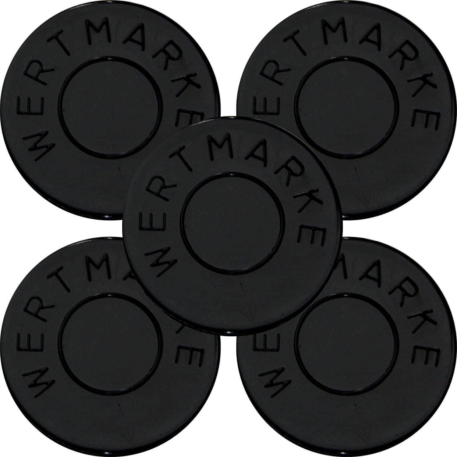 500 Pfandmarken Wertmarken Durchmesser 30mm Farbe Schwarz mit beidseitiger Aufschrift "Wertmarke" - Eventmarken Chips Jeton Token Menge: 500 Schwarz