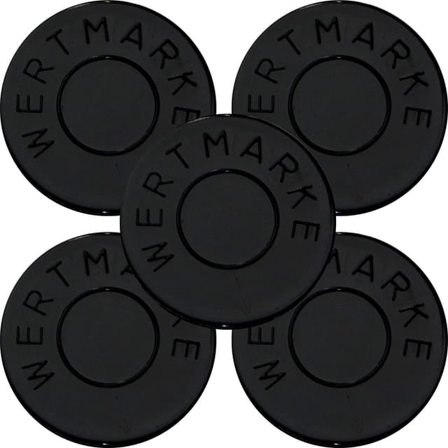 500 Pfandmarken Wertmarken Durchmesser 30mm Farbe Schwarz mit beidseitiger Aufschrift "Wertmarke" - Eventmarken Chips Jeton Token Menge: 500 Schwarz
