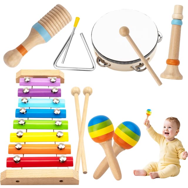 Baby Spielzeug ab 1 Jahr - Montessori Spielzeug ab 1 2 3 Jahr Musikinstrumente für Kinder ab 1 2 3 Jahr Musikinstrumente für Babys Holzspielzeug Geschenke 1-5 Jahr Mädchen Junge Geburtstag Weihnachten