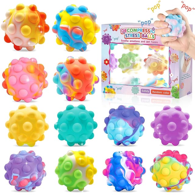 Gytera 12 Stück Stressballs, Anti Stress Spielzeug Bälle für Kinder und Erwachsene, Fidget Toys für Stressbälle, Stressball Squeeze Ball Set, Anti Stress Bälle für Zuhause, Büro, Schule