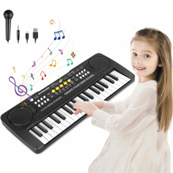 m zimoon Keyboard Kinder mit Mikrofon, Tragbare Multifunktions Kinder Keyboard 37 Tasten ab 3 Jahre, Musikspielzeug Klaviertastatur Lernspielzeug Geschenk für Jungen Mädchen 3 4 5 6 Jahre Angebot bei HelloDeals