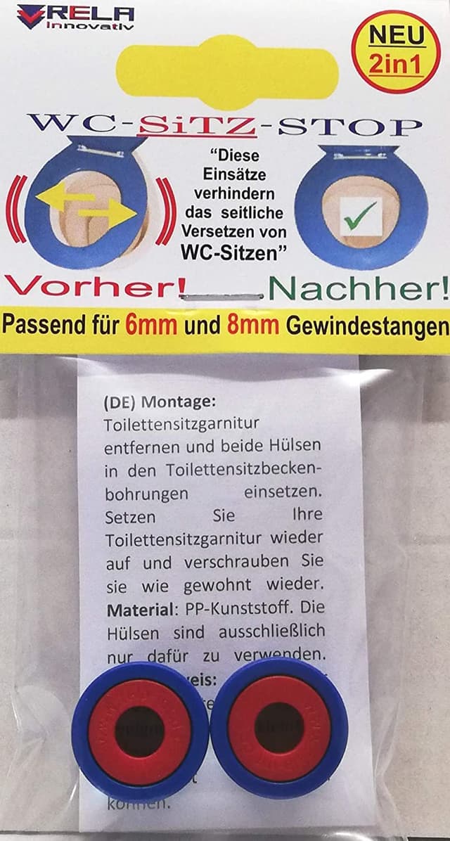 Rela Toilettensitz-Stoppeinsätze, um ein Verrutschen des Toilettensitzes um 6 mm bis 8 mm zu verhindern