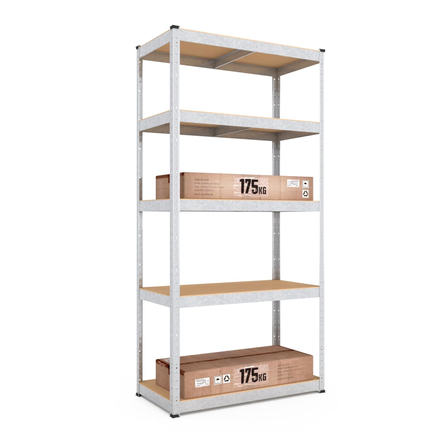 baudim - 180x60x40cm Schwerlastregal/Steckregal mit 5 MDF-Böden und 175 kg Tragkraft, Metallregal, Garagenregal oder Lagerregal, Kellerregal/Abstelraum, Werkstattregal Metall verzinkt 180x60x40 Verzinkt