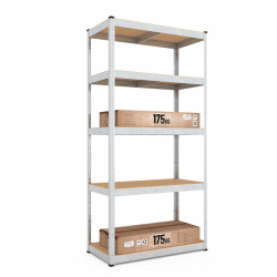 baudim - 180x60x40cm Schwerlastregal/Steckregal mit 5 MDF-Böden und 175 kg Tragkraft, Metallregal, Garagenregal oder Lagerregal, Kellerregal/Abstelraum, Werkstattregal Metall verzinkt 180x60x40 Verzinkt Angebot bei HelloDeals