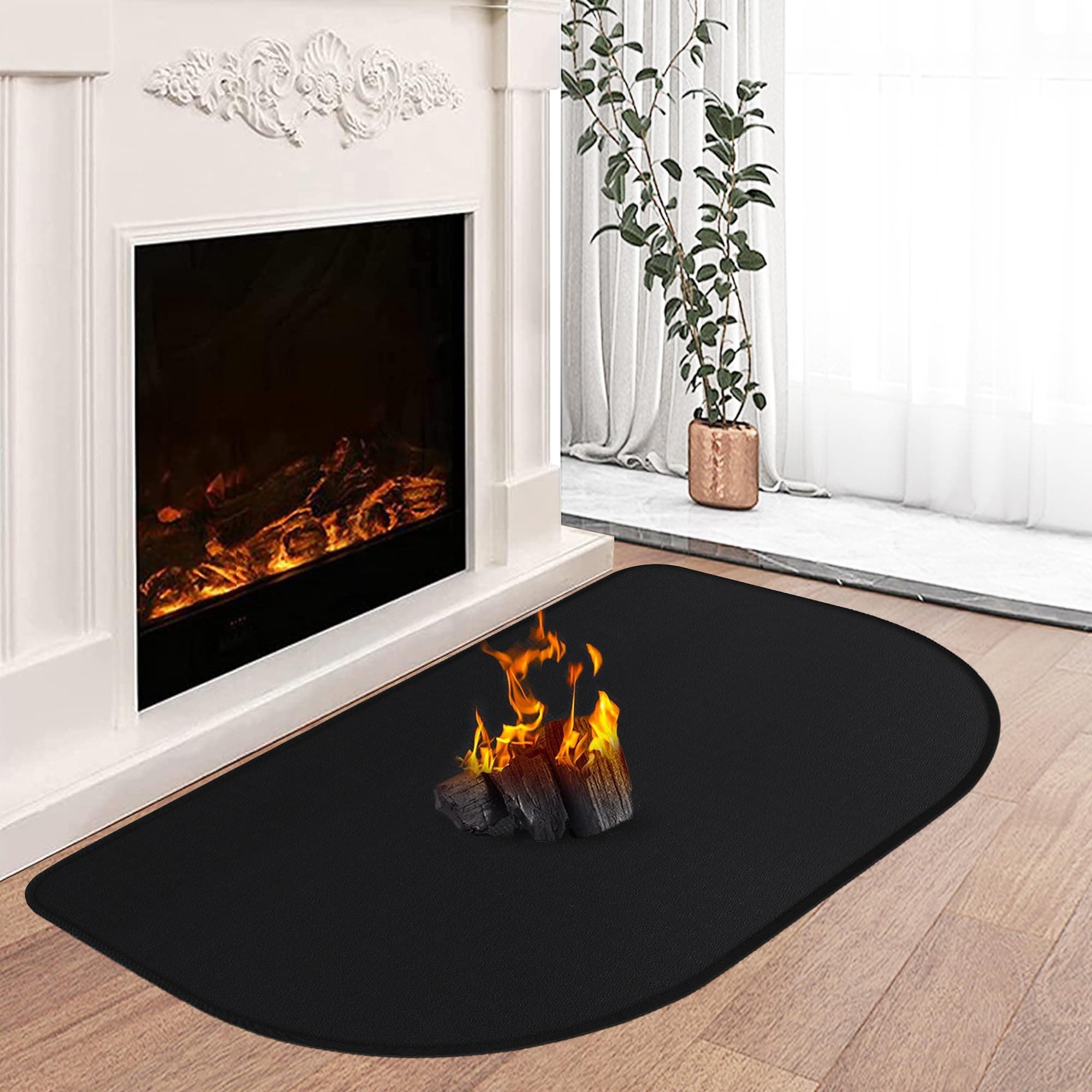 Feuerfeste Kaminmatte, 80 x 50 cm Feuerfeste Unterlage, Funkenschutzplatte für Kaminofen, Feuerfeste Bodenschutzmatte für Kamine Bodenblech, Zum Schutz des Bodens Vor Funken, Schwarz Schwarz 50x80cm