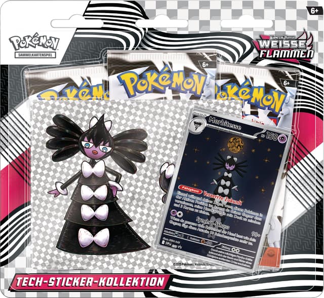 Pokémon-Sammelkartenspiel: Tech-Sticker-Kollektion Karmesin & Purpur – Weiße Flammen – Morbitesse (1 holografische Promokarte & 3 Boosterpacks)