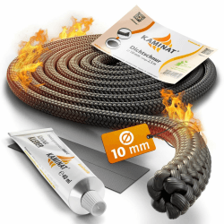 KAMINAT Ofen Dichtschnur - 2,5m Dichtschnur für Kaminofen - Feuerfestes Kamin Dichtband & Ofenrohr Dichtung - Hochwertige Kamin Dichtungsschnur inkl. Kleber - Dichtschnur Kaminofen Ø 10mm Breite Ø10mm Angebot bei HelloDeals