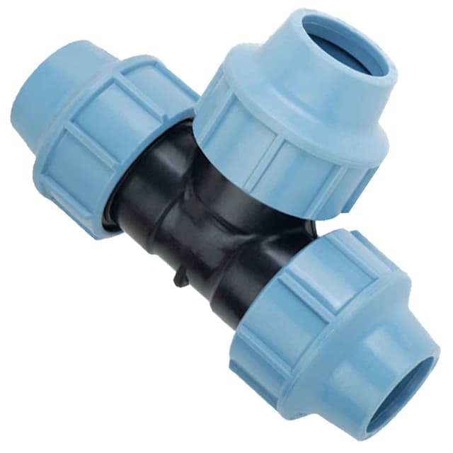 MegaHaustechnik T Stück 90° Grad für PE Rohr Außendurchmesser 25mm PP Fitting Kunststoff mit Klemm Ring Verschraubung Trinkwasser geeignet Druck PN 16 Bar Kupplung Verbinder Abzweigung Muffe blau T-Stück Für 25mm Rohr-AußenØ