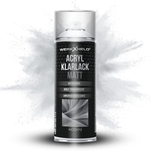 WerkXheld Klarlack Matt 400ml – Universeller Sprühlack für Metall, Holz, Glas und Kunststoff – Ideal für Möbel, Dekor und Fahrzeugteile – Schützendes seidenmattes Finish