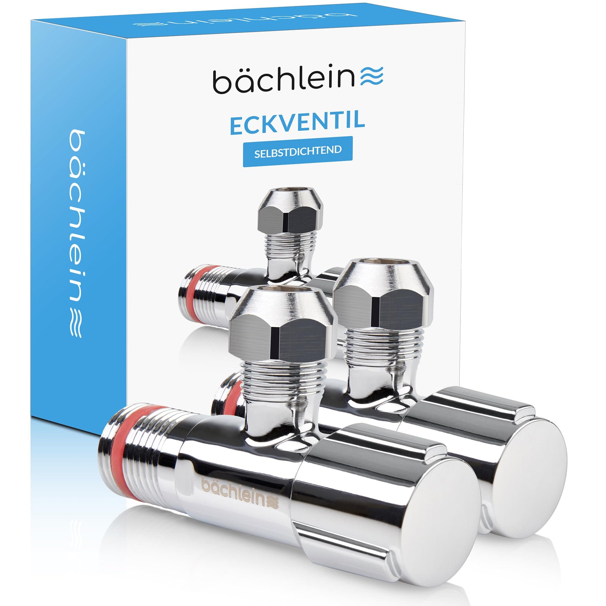 Bächlein Universal Eckventil selbstdichtend [2er Set], 1/2 Zoll Eckregulierventil für Kalt- und Warmwasserleitungen mit klassischem Schraubverschluss Schraubverschluss Chrom