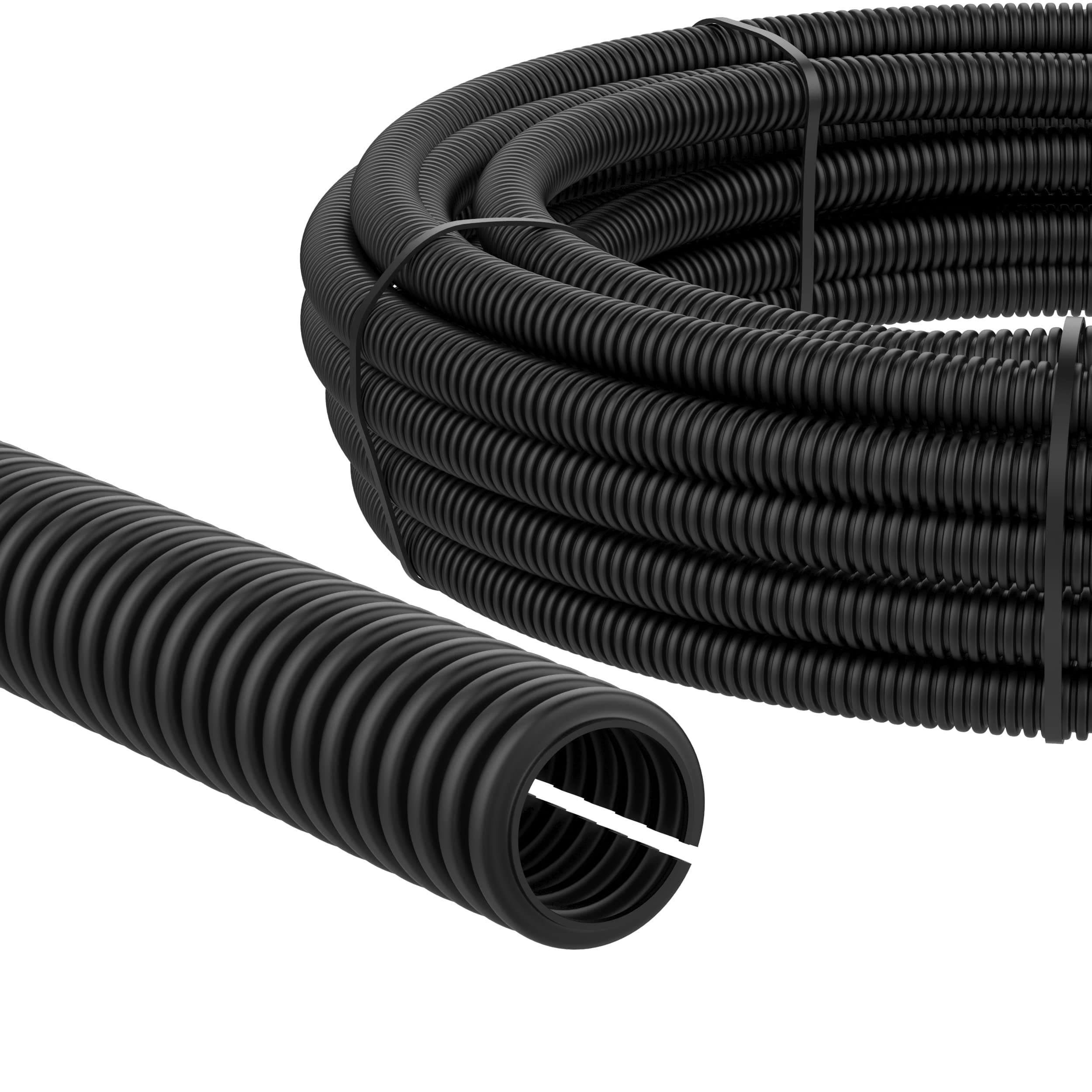 AUPROTEC Wellrohr geschlitzt 2 bis 50m / Leerrohr geschlitzt/Wellrohr UV beständig/Kabelschutzschlauch/Kabelschlauch schwarz - Innendurchmesser 50 mm, Länge 2 m Ø 50 mm innen 2m Meter