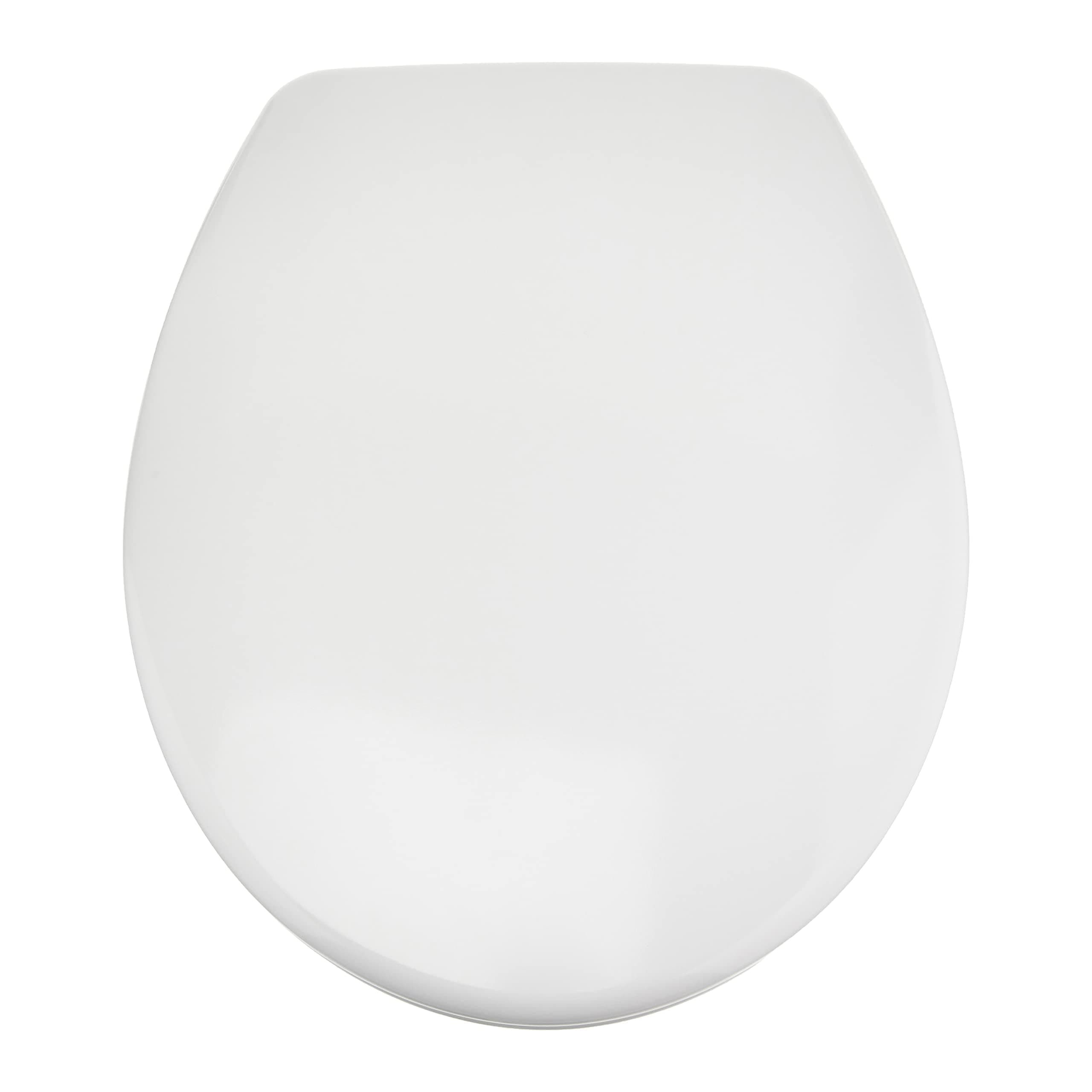 Amazon Basics Oval Robuster WC-Sitz aus Urea-Material mit Absenkautomatik, leicht abnehmbar, 37 x 42.5 cm, Universalgröße, Weiß