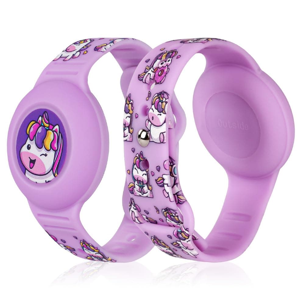 AXFEE Kinder Wasserdicht Armband, Versteckt Halter für Apple Air Tag, Ganzkörperschutz Silikon AirTag, Hülle Kleinkind Anti-Verloren GPS Tracking, AirTag Schutzhülle Anti-Lost,AirTags Band für Kinder #A 1 Stück-Lila