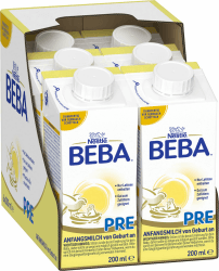 BEBA PRE Anfangsmilch trinkfertig, von Geburt an, Babynahrung, nur Laktose, ohne Palmöl, 6er Pack (6 x 200ml) Angebot bei HelloDeals