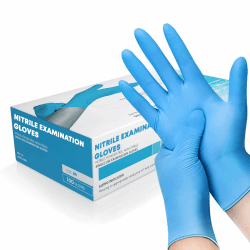 The Real Touch Einweghandschuhe, Blau Nitrilhandschuhe - Box mit 100 Stück, Einmalhandschuhe Puderfrei & Latexfrei, Nitril Handschuhe Einweg für Küche & Reinigung Blau M (Pack of 100) Angebot bei HelloDeals
