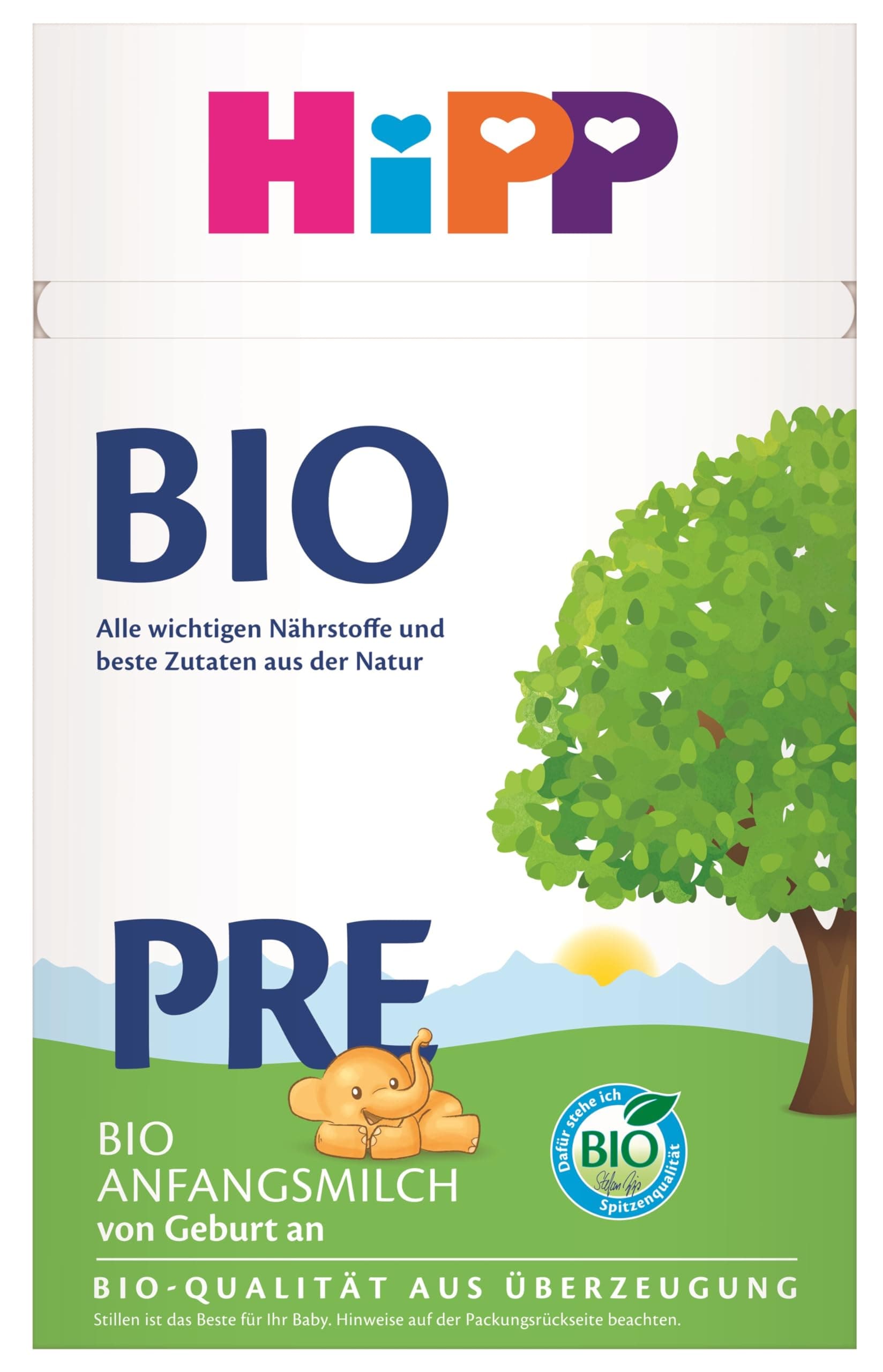 HiPP PRE Bio Anfangsmilch (4 x 600g), von Geburt an, enthält nur Lactose als Kohlenhydrat, in bester Bio-Qualität Pre BIO-Neu 600 g (4er Pack)