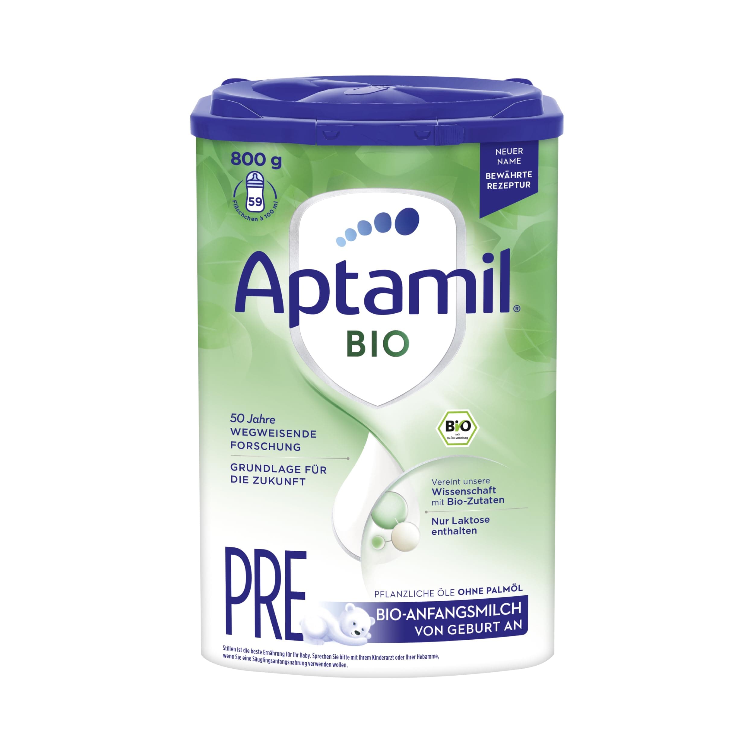 Aptamil Bio Pre – Anfangsmilch von Geburt an – Pflanzliche Öle ohne Palmöl – 1 x 800 g