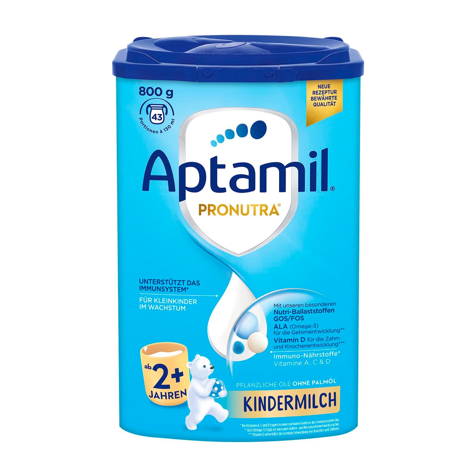 Aptamil Kindermilch 2 Plus – Für Kleinkinder im Wachstum – Mit vielen wichtigen Nährstoffen – Ohne Palmöl – 1 x 800 g – 43 Portionen à 130 ml