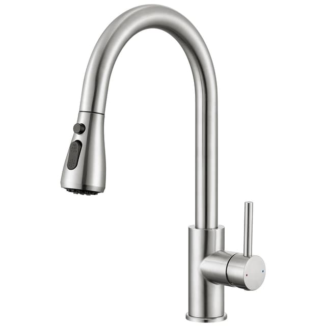 CECIPA Wasserhahn Küche mit 3 Modi, Hochdruck Küchenarmatur mit Brause Ausziehbar, Mischbatterie Küche 360° Schwenkbar, Einhebel Spültischarmatur Küche mit Hohem Bogen, Armatur Küche Edelstahl Edelstahl Gebürstet