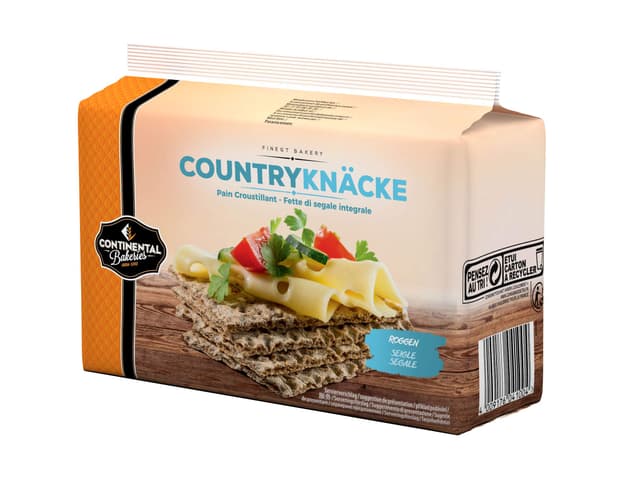 Continental Bakeries Countryknäcke Roggen, knuspriges Knäckebrot, 250g 250 g (1er Pack)