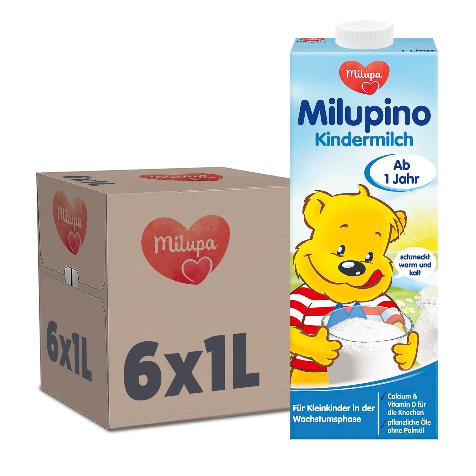 Milupa Milupino Kindermilch trinkfertig (6x1L), ab 1 Jahr, für Kleinkinder in der Wachstumsphase 1 l (6er Pack) Single