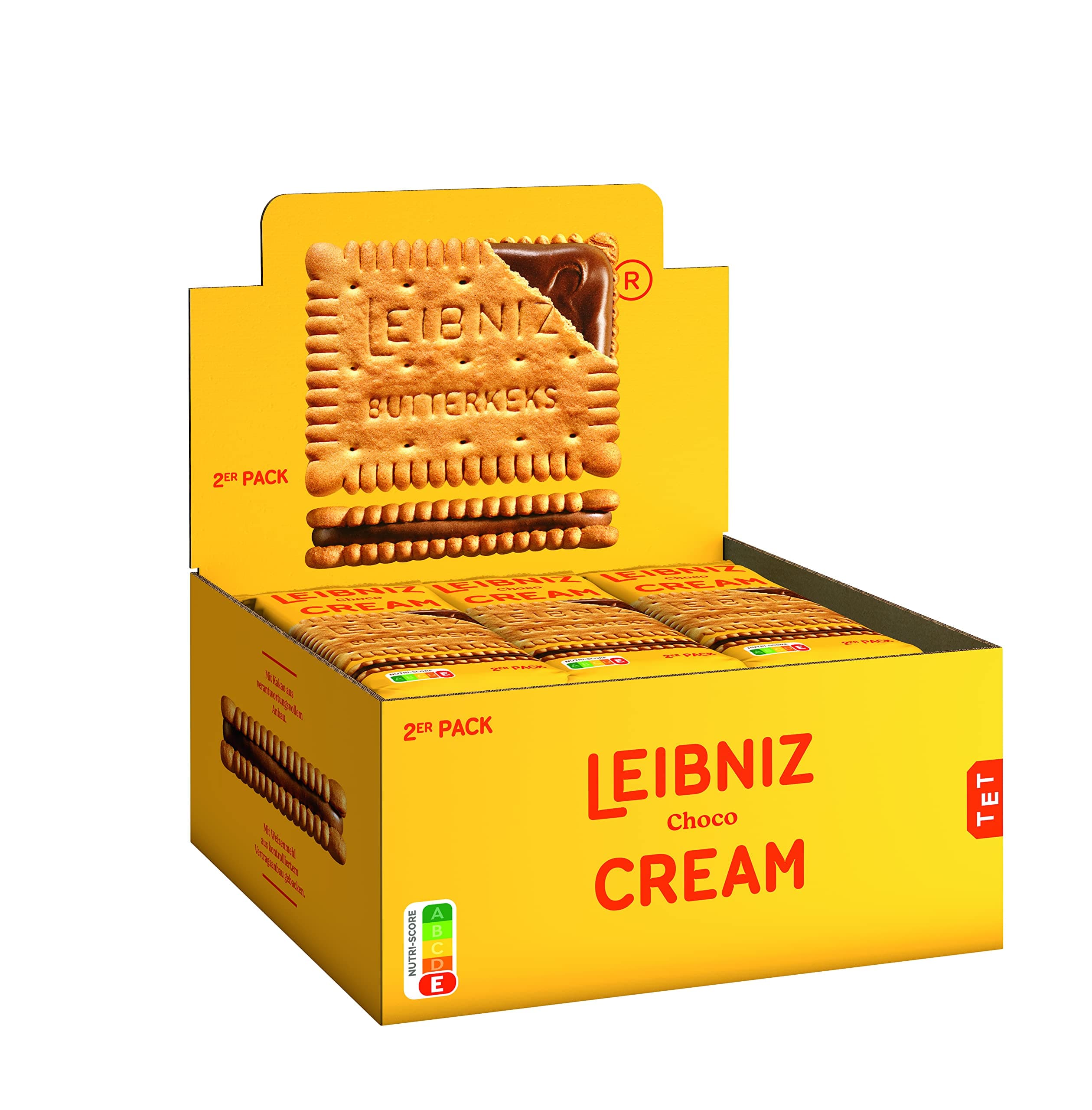 LEIBNIZ Cream Choco, Thekenaufsteller, 2 knusprige Butterkekse mit zarter Schokoladencreme, praktischer 2er Pack-Aufsteller (18 x 38 g) Cream Choco 38 g (18er Pack)