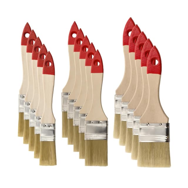 M7 15 STK. Flachpinsel-Set: 1“ – 5 STK. (ca. 25 mm), 1,5“ – 5 STK. (ca. 38 mm), 2“ – 5 STK. (ca. 50 mm) Serie 30, Lackierpinsel mit Synthetischen Borsten, Malerpinsel mit Naturholz und Stahlzwinge 1“ (ca. 25 mm), 1,5“ (ca. 38 mm), 2“ (ca. 50 mm) 15 tgl. S