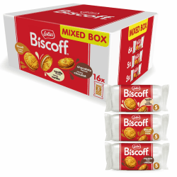 Lotus Biscoff | Doppelkeks Variety Pack | 3 Sorten: Biscoff-Creme, Vanille- und Schokoladengeschmack | 5 Doppelkekse pro Packung | Zutaten natürlichen Ursprungs | Ohne Farbstoffe | 16 x 50g | 800g Angebot bei HelloDeals