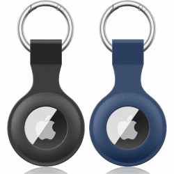 【2 STÜCK】 Wanme Hülle für Apple AirTag Anhänger mit Schlüsselanhänger, AirTags Silikon Tragbar Keyring Abdeckung, Schutzhülle für Apple AirTag Case Tracker (Schwarz+Marineblau) Angebot bei HelloDeals