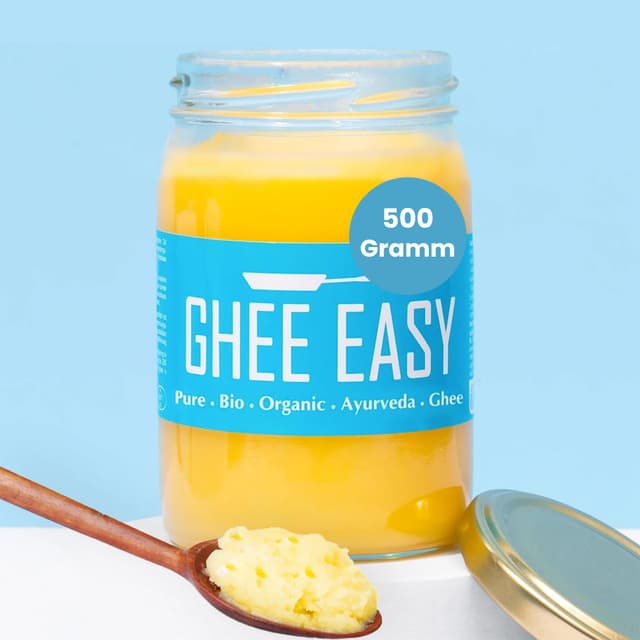Ghee Easy 500g Bio Ghee - Hochreines Authentisches Ayurveda Ghee, Ohne Zusatzstoffe - Zertifiziert Organisch & Biologisch - Frei von Laktose und Gluten - 100% Europäisch 500g Ghee