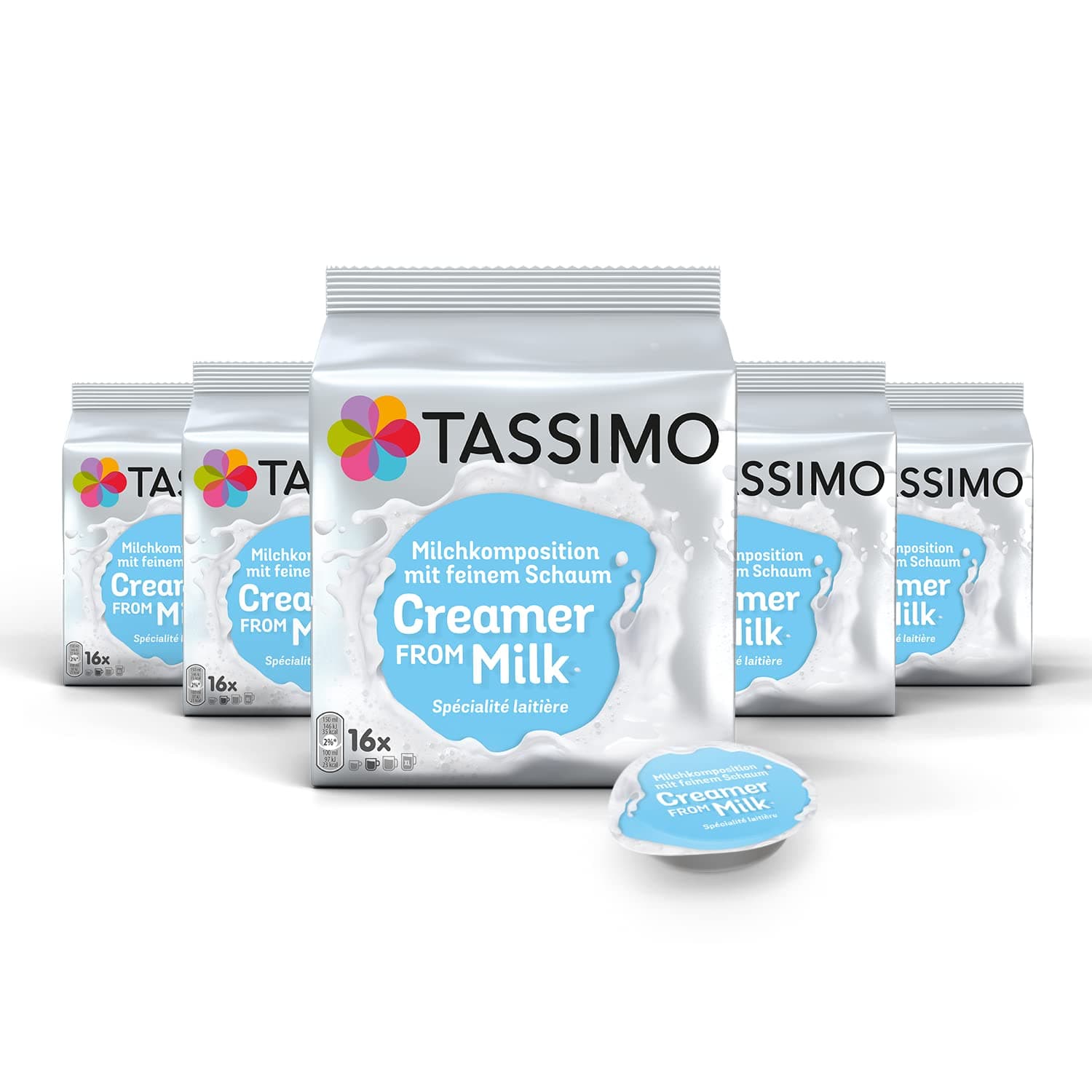 Tassimo Kapseln Milchkomposition, 5 x 16 Pads, 80 Milchkapseln Milch 344 g (5er Pack)