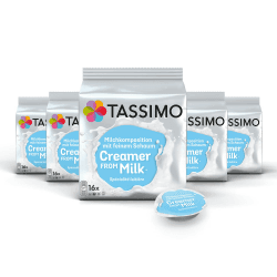 Tassimo Kapseln Milchkomposition, 5 x 16 Pads, 80 Milchkapseln Milch 344 g (5er Pack) Angebot bei HelloDeals