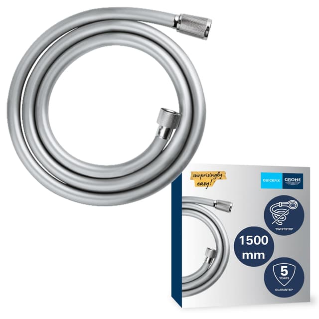 GROHE Vitalioflex, Duschschlauch 1,50m (flexibler knickfester Brauseschlauch für die Dusche, druckbeständig, universaler Anschluss, keine Dichtungsringe notwendig), chrom, 28743002 1500mm