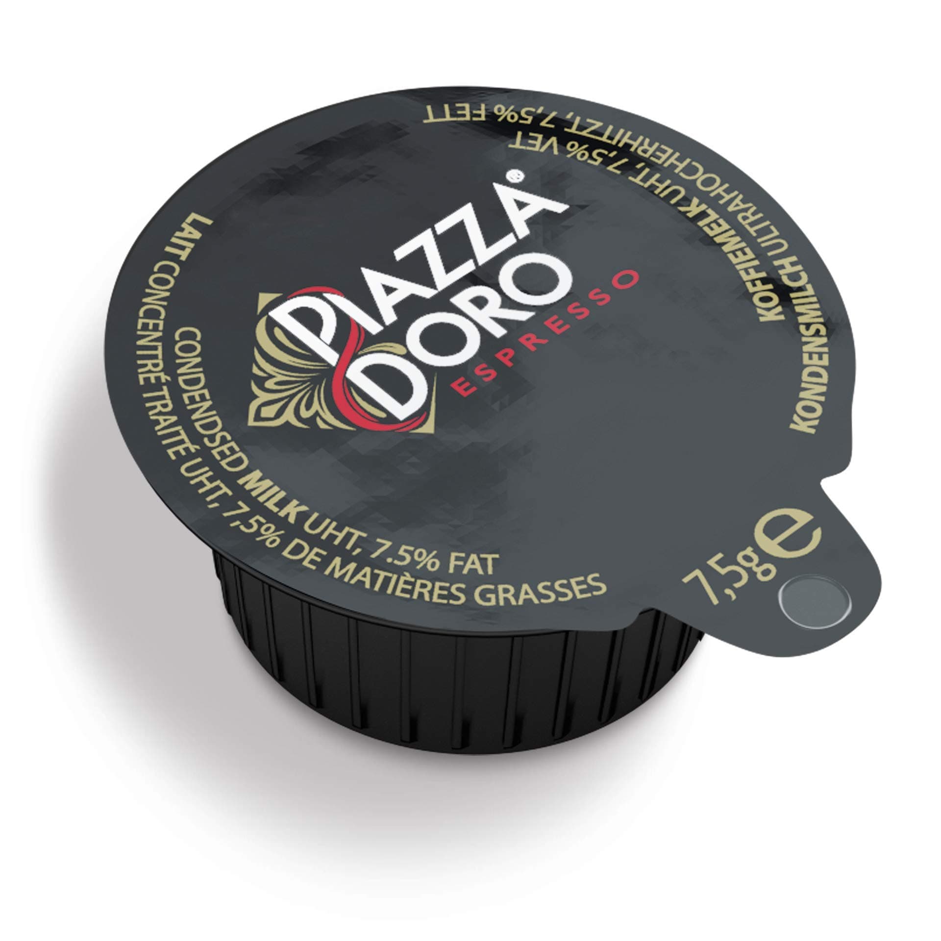 Piazza D'Oro Kondensmilch, hygienisch einzeln verpackt, für Tee & Kaffee geeignet, Tassenportion, 7,5% Fett, 7,5 g pro Portion, 240 Stück Kaffeesahne