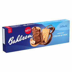 Bahlsen Hazelnut Cream & Choc, 100g, knuspriger Keks mit Haselnusscremefüllung und Vollmilchschokolade (1 x 100 g) Angebot bei HelloDeals