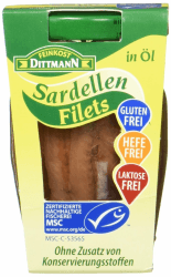 Feinkost Dittmann Sardellen in Sonnenblumenöl MSC zertifiziert (1 x 80 g) 1 80 g (1er Pack) Angebot bei HelloDeals