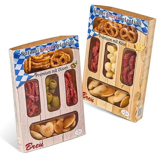 WURSTBARON® Salami Snack Selection Premium Set - Salami, Olive, Käse, Brezeln Blau 2 Stück (1er Pack)