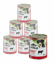 Dehner Lieblinge Hundefutter Adult | Nassfutter | mit Rind und Herz | viele Fleischstückchen | mit Spurenelementen | Calcium | ohne Farb- & Konservierungsstoffe | Immununterstützung | 6 x 800 g Rind 800 g (6er Pack) Angebot bei HelloDeals