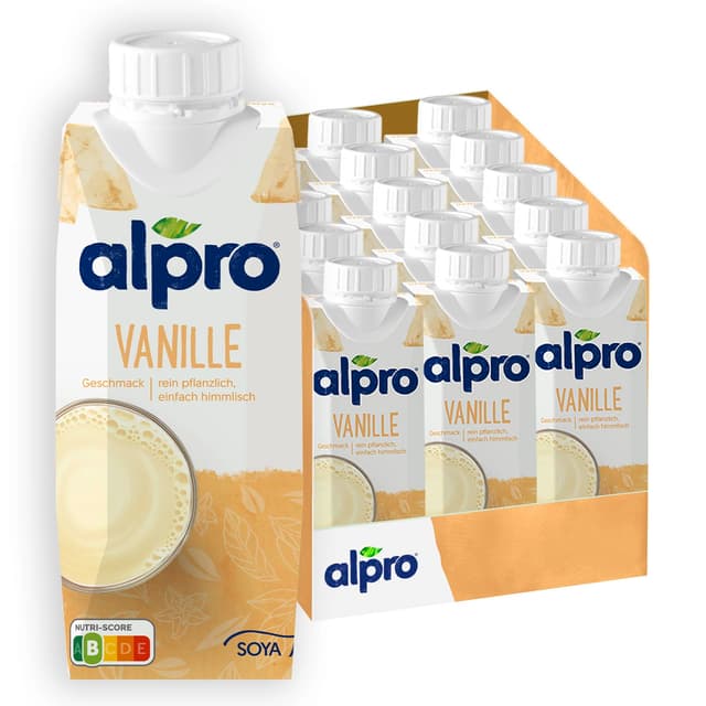 Alpro Sojadrink, Vanillegeschmack, Pflanzlicher Drink, Vegan, Laktosefrei, Glutenfrei, UHT, 15x250ml, 15er Pack Sojadrink Vanille 16.67 ml (15er Pack)