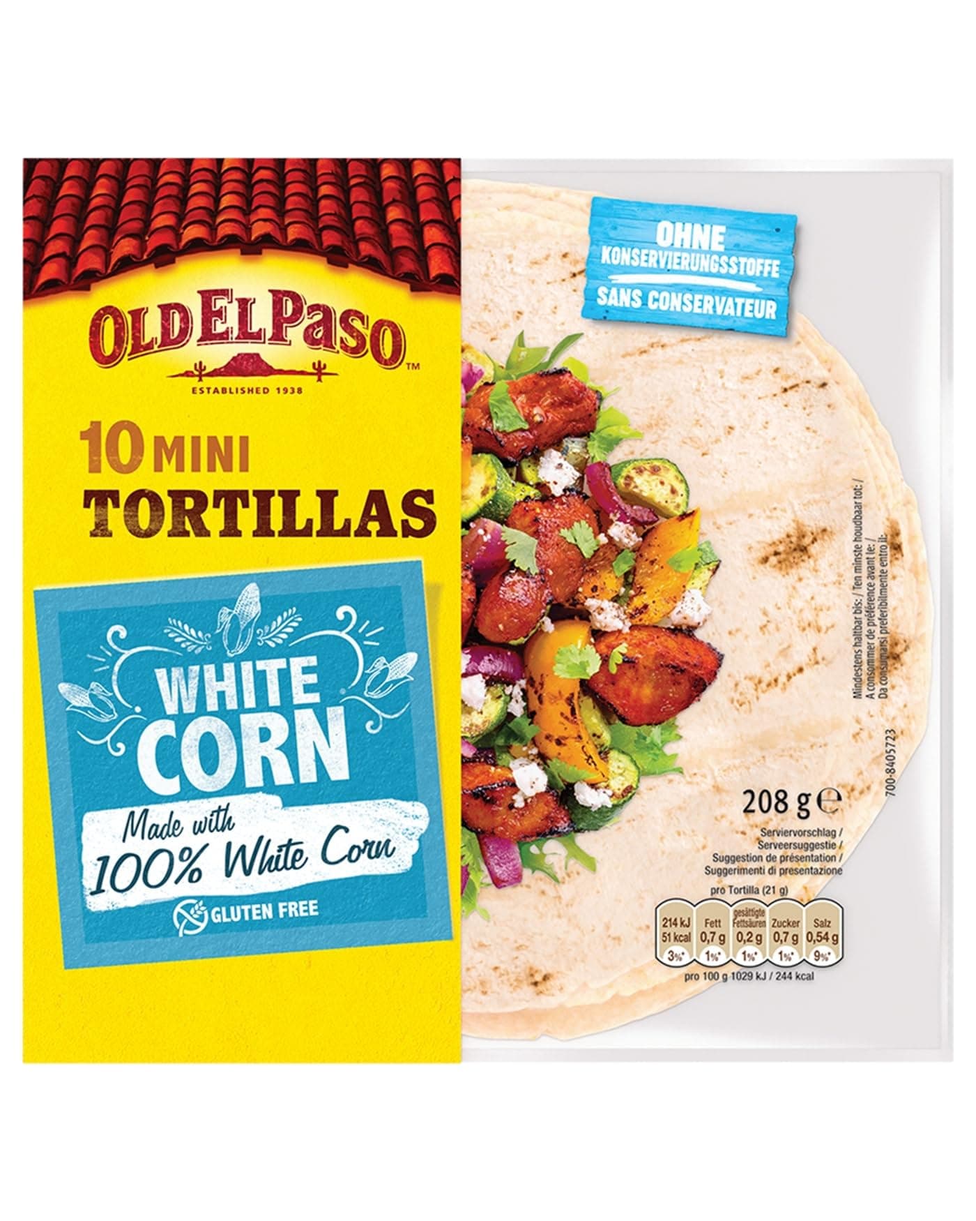 Old El Paso Street Market Tortillas - Mexikanische Wraps aus weißem Mais - Glutenfrei - 1 x 208 g